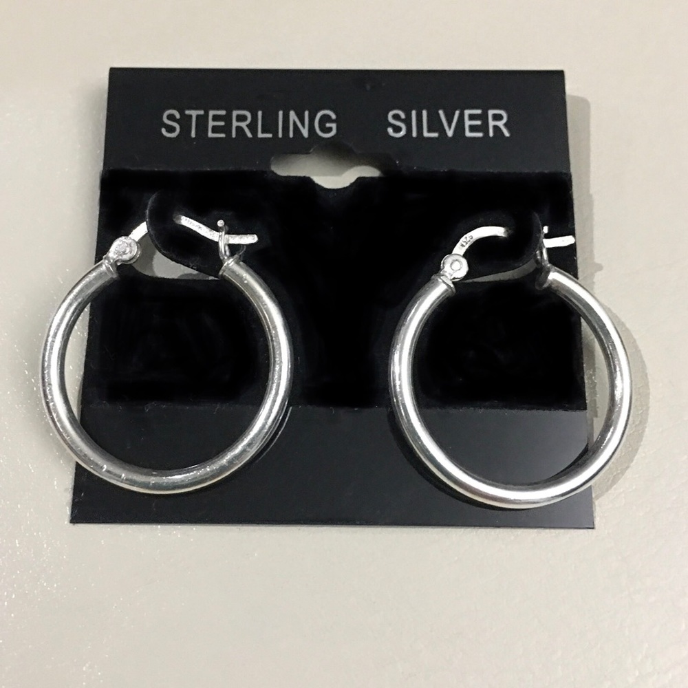 Sterling Silver Thick Hoop Earrings